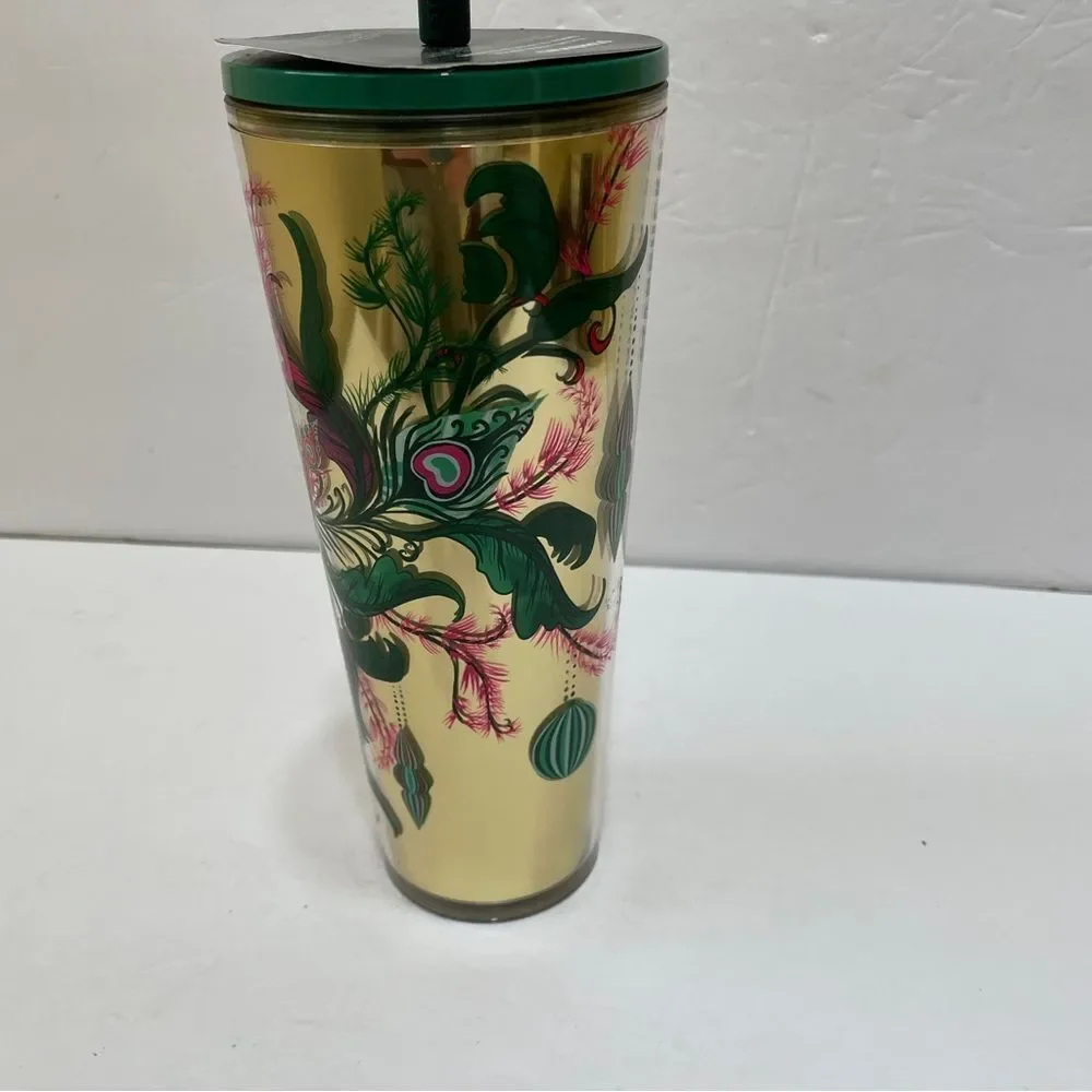 NEW WITH TAGS STARBUCKS 2024 HOLIDAY REINDEER PEACOCK COLLECTION COLD CUP TUMBLR